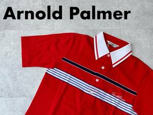 ☆送料無料☆ Arnold Palmer アーノルドパーマー 未使用 タグ付き 半袖 ボーダー ポロシャツ メンズ S レッド トップス 中古 即決