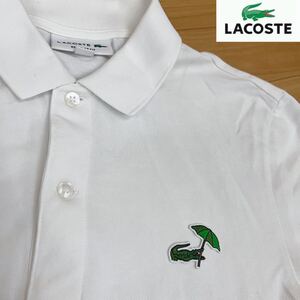 M■【 レア 】LACOSTE ラコステ メンズ 紳士用 アンブレラ ワニロゴ ポロシャツ 半袖 ホワイト 白 US/Sサイズ 日本サイズ M相当 鹿の子 傘