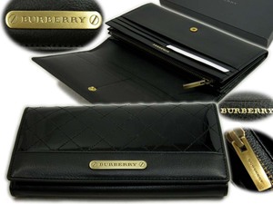 ★希少★新品未使用★BURBERRY★バーバリー★ファスナー付きエナメル高級長財布・牛革黒日本製★箱し