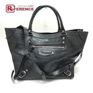 美品 BALENCIAGA バレンシアガ 702499 ネオクラシック ミディアム 2WAY トートバッグ ブラック メンズ【中古】