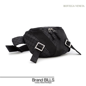 未使用品 BOTTEGA VENETA ボッテガ ヴェネタ イントレチャート ニューラバー ボディバッグ 652551 ブラック シルバー金具