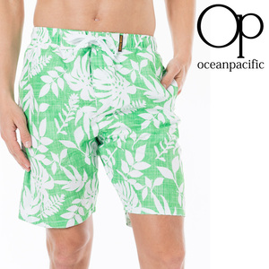 新品 Ocean Pacific オーシャン・パシフィック サーフパンツ トランクス L リーフ柄 水着 海 水泳 緑 グリーン スイム スポーツ プール