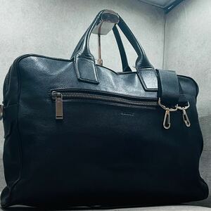 美品/A4可●BALLY バリー メンズ ビジネス トートバッグ ブリーフケース ショルダー トレスポ 肩掛け 斜め掛け レザー 本革 ブラック 2way 