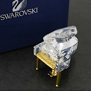 1円 ◆美品 SWAROVSKI スワロフスキー 置物 グランドピアノ クリスタル クリア ゴールド◆E.Bss.hP-20