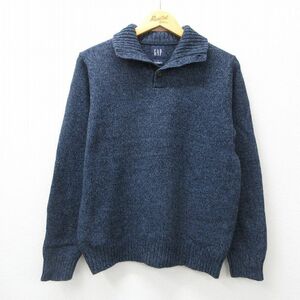 S/古着 ギャップ GAP 長袖 セーター メンズ 00s ヒジ当て 紺系 ネイビー 霜降り他 24sep30 中古 ニット トップス