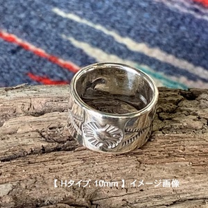 #2434 シルバーリング【12号】SILVER950 インディアンジュエリー ハンドクラフト 平打ち スタンプワーク 指輪 アクセサリー 職人