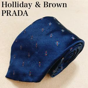 Holiday & Brown ホリデーアンドブラウン PRADA プラダ ネクタイ 総柄 シルク イタリア製 上品 高級感 ゴージャス 光沢 希少 レア U18