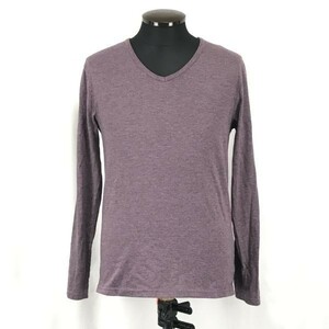 ミッシェルクラン/michel klein★長袖Tシャツ/Vネック【Mens size -48/紫/purple】Tops/Shirts◆BG987