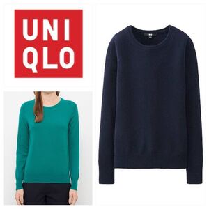 新品　ユニクロ UNIQLO カシミヤラウンドネックセーター　カシミヤ100％ ネイビー S 141121