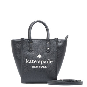 ケイトスペード エラ ロゴプリント ハンドバッグ ショルダーバッグ 2WAY K7295 001 ブラック レザー レディース Kate Spade 【中古】