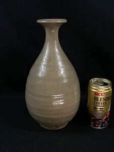 【福蔵】李朝 徳利 玉壺春瓶 刷毛目 朝鮮美術 酒器 骨董 古玩 高23.7cm