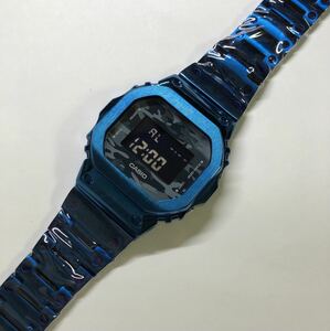 G-SHOCK Gショック ブルー迷彩　5600 CASIO カシオ デジタル 腕時計　dw5600 日本正規品　ステンレスフルメタルカスタム