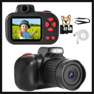 【開封のみ】CIMELR ★キッズカメラ 子供用 トイカメラ 4800万画素 1080P HD 動画 2.4インチIPS 画面　日本語説明書付き（黒） 
