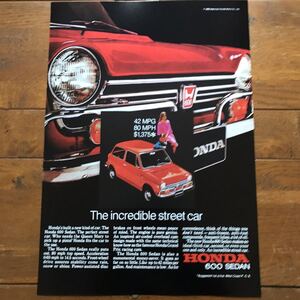 ポスター★1969 ホンダ N600 クーペ☆海外版 広告ポスター★Nコロ/N360/N400