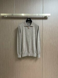 キトン　KITON　poloシャツ 長袖　カシミア　メンズ　48~54　サイズ選択可能　グレー