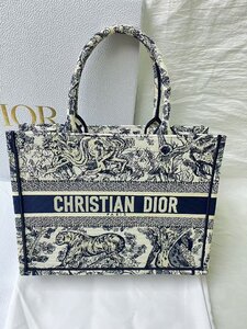 極美品 ディオール Dior BookTote トラ 刺繍 ショッピングバッグ ハンドバッグ