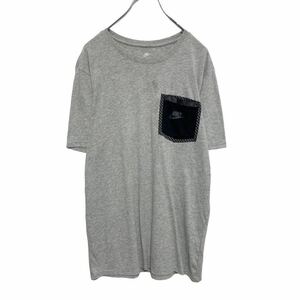 NIKE 半袖 ロゴ Tシャツ M グレー ブラック ポケット ナイキ スポーツ 古着卸 アメリカ仕入 a504-6318