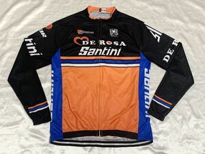 【送料無料 値下げ交渉歓迎】SMSサンティーニ Santini 長袖サイクルジャージ M オレンジブルーブラック古着青黒白ロードバイクウェア自転車