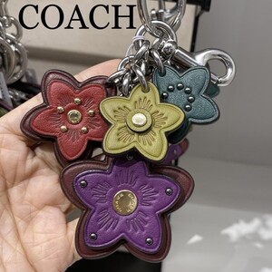 コーチ(COACH) ワイルドフラワー クラスター バッグ チャーム キーホルダー キーリング ギフト レディース カラフル さくら 新品 正規品