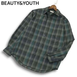 24AW★ BEAUTY&YOUTH ユナイテッドアローズ 通年 長袖 オンブレチェック シャツ Sz.M　メンズ 尾州 日本製　A4T08958_8#B