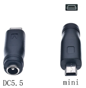 DC USB 変換 アダプター プラグ ジャック コネクター DC(メス) -Mini ミニ USB Type-B (オス) 外径5.5mm内径2.1mm、