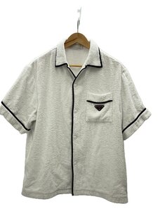 PRADA◆Terry Bowling Shirt/半袖シャツ/M/コットン/WHT/SC559 S212 1ZR3