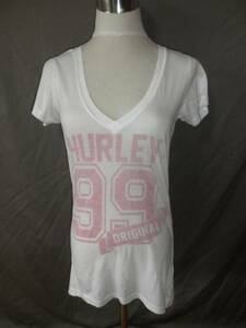 USA購入 ハーレー《Hurley》綺麗なLOGOプリントVネックT US M 白