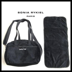 ● ソニアリキエル baby bag ベビーバッグ ラインストーン 黒 ブラック 新品 赤ちゃんシート ベロア SONIA RYKIEL 大バッグ 肩掛 ポケット