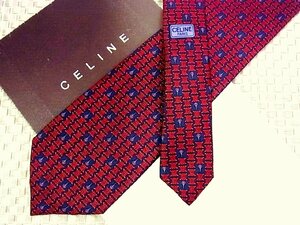 ♪35716C♪良品【金具 総ロゴ 柄】セリーヌ【CELINE】ネクタイ