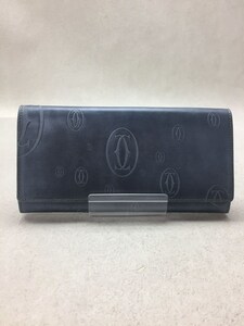 Cartier◆長財布/レザー/GRY/総柄/RL311306/ロゴマーク/スナップボタン/箱付属