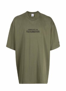 ＊VETEMENTS＊PROPERTY OF VETEMENTS T-SHIRT 半袖 tシャツ ロゴ シャツ 簡約 カジュアル ダークグリーン Lサイズ