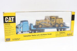 【行董】CAT 1:64 Scale caterpillar Hauler with 12G Motor Grader ミニカー 作業車 トレーラー (1) CAZ01BOT35