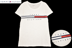 Y-6319★送料無料★美品★TOMMY HILFIGER トミーヒルフィガー★正規品 大きなデカロゴ ホワイト白色 薄地 半袖 T-シャツ S/P