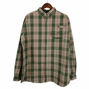 Columbia コロンビア PFG チェック長袖シャツ ロゴ フィッシング フラップポケット グリーン (メンズ XL) 中古 古着 O4084