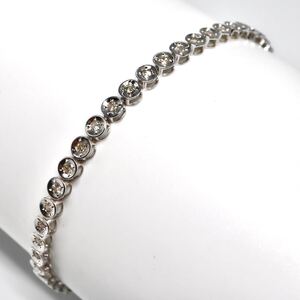 【1.00ctUP!!】美品!!1円〜!!▼K18WG 天然ダイヤモンドテニスブレスレット▼F 約5.8g 約18.0cm diamond jewelry bracelet EF5/ S434