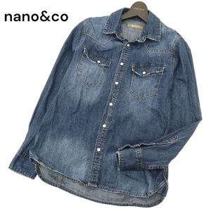 nano&co ナノユニバース 通年 ダメージ加工★ 長袖 ウエスタン デニム シャツ Sz.S　メンズ　C4T03066_4#C