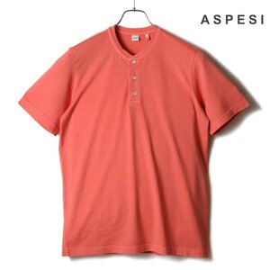 ◆【ASPESI(アスペジ)/春夏/製品染めコットンジャージー半袖ヘンリーネックTシャツ(AY09)】[asp2450301-XS]