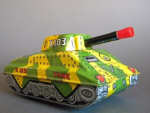 当時物 ★★ブリキ 日本製 X103 TANK 戦車 フリクション 作動良好 !! ミリタリー陸軍アーミータンク「定形外LP」★★未使用デッドストック