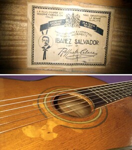 【舶来銘品】around-1930s FABRIQUE EN ITALIE ! IBANEZ SALVADOR COPY OF RAFFAELE CALACE No.200 650㎜ SPRUCE×FIDDLEBACK ◇org case!