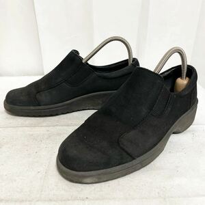 和337★ ecco soft エコー スリッポン ゴア シューズ カジュアル 23 EEE オールブラック レディース