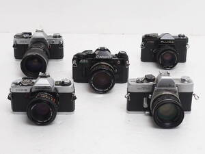 ★訳あり大特価★ MF 一眼レフ ボディ＆レンズ5台セット CANON / FUJICA / MINOLTA ★動作未確認 #TA6246