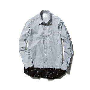 訳ありuniform experiment FAKE LAYERED REGULAR COLLAR SHIRT ￥27000　ペイント付き/SOPHNET. uniform experiment ソフネットBLACK黒M