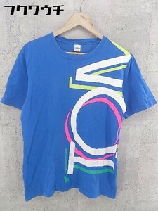 ◇ TOMMY トミー プリント 半袖 Tシャツ カットソー サイズL ブルー系 メンズ