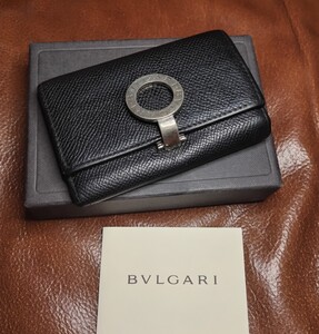 BVLGARI レザー キーケース ブラック ブルガリ ロゴクリップ