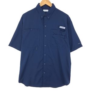 古着 コロンビア Columbia PFG OMNI-SHADE チェック柄 ボタンダウン 半袖 フィッシングシャツ メンズM /eaa448838