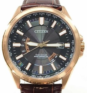 U308-W11-914◎CITIZEN シチズン エコドライブ H145-S099111 メンズ 腕時計 電波ソーラー デイト ブラック文字盤 ブラウン 稼働④