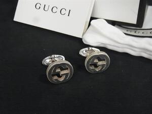 1円 ■美品■ GUCCI グッチ カフスボタン カフリンクス アクセサリー 紳士 ビジネス メンズ シルバー系 FI0975