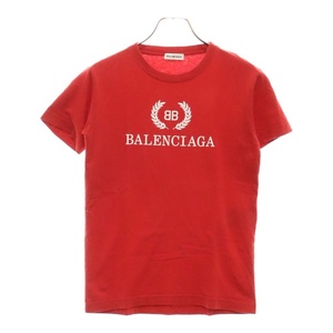 BALENCIAGA バレンシアガ BB Logo Tee BBロゴ半袖Tシャツ レッド 541691 TCV25 レディース