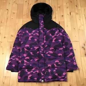 Purple camo ロング ダウンジャケット Lサイズ a bathing ape BAPE hoodie long down jacket エイプ ベイプ アベイシングエイプ 迷彩 z2275