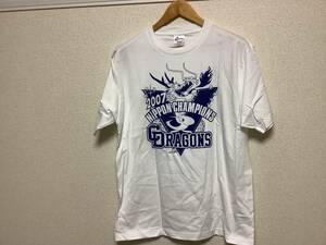 新品未使用　中日ドラゴンズ　優勝記念　Tシャツ　ホワイト／ブルー　Lサイズ　2007年　落合監督　送料無料